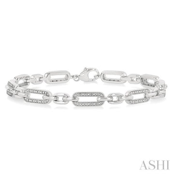 1/6 Ctw Round Cut Diamond Paperclip Bracelet in Sterling Silver
